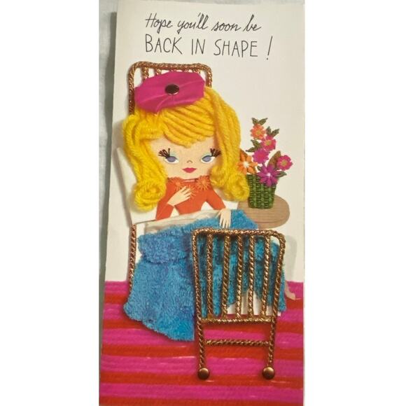 Vtg MCM Get Well Card Unused USA 1960s Female Retro Humor Sunshine Studio - Picture 1 of 5